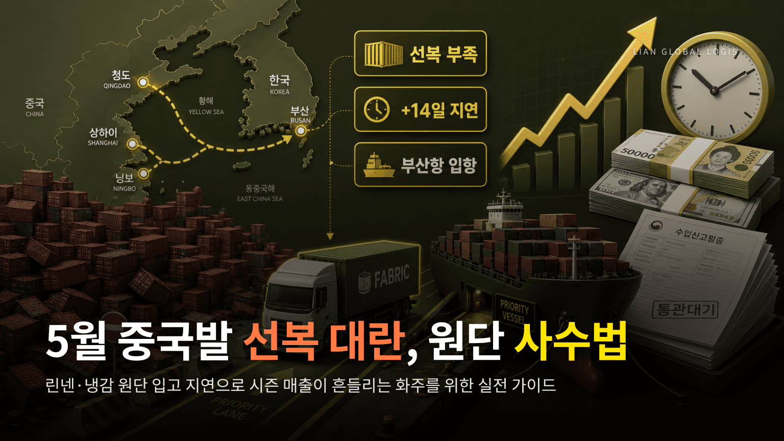 2026년 5월 중국발 컨테이너 대란, 여름 원단 입고 지연 방어 전략