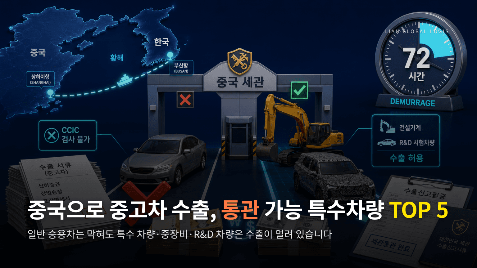 중국 중고차 수출 통관 거부 리스크와 수출 가능 특수 차량 TOP 5